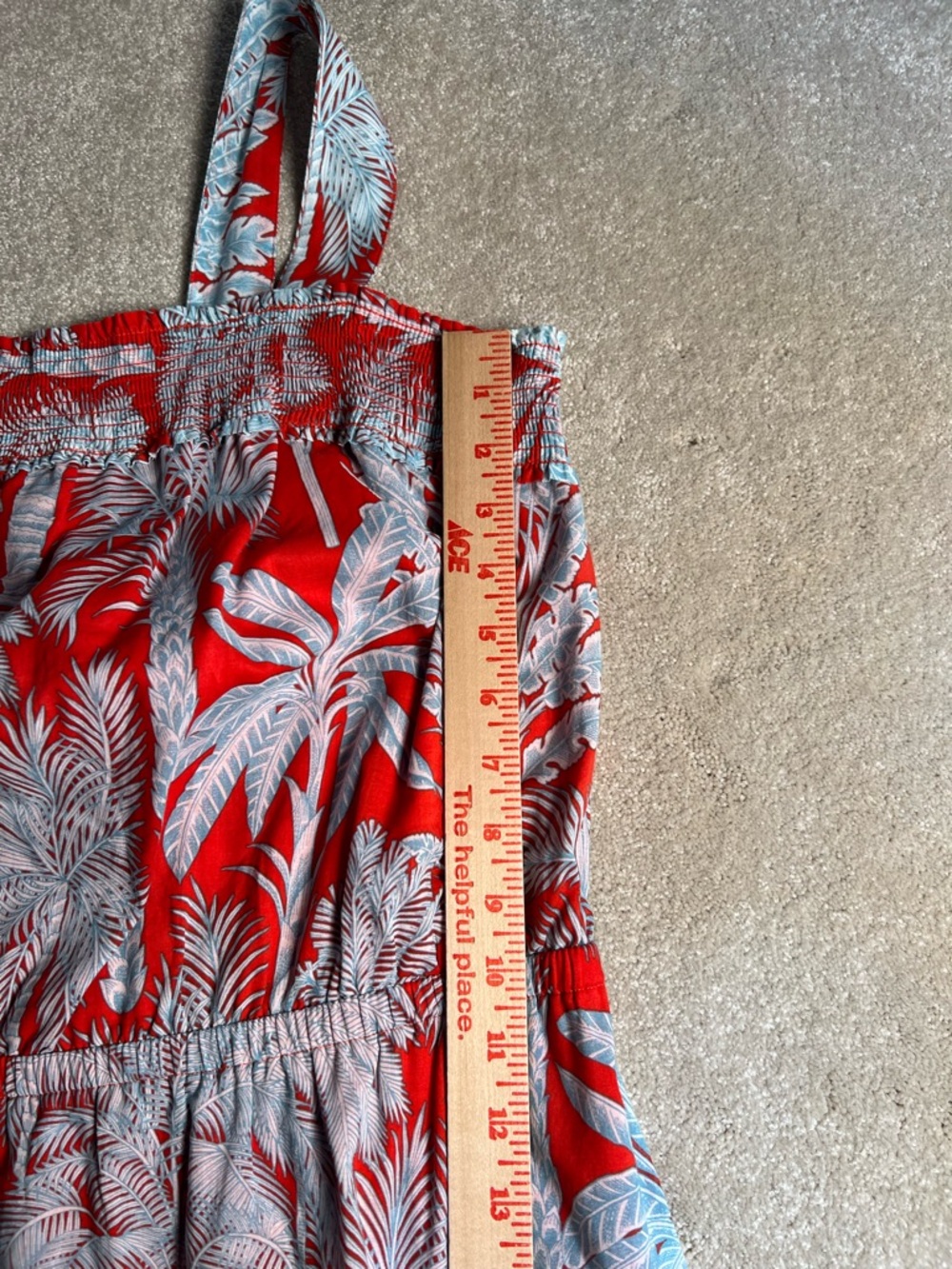 Talbots Dress Tropical Cotton Midi Red Blue Palm Tree Vacation women's 16W NWT - Picture 8 of 11